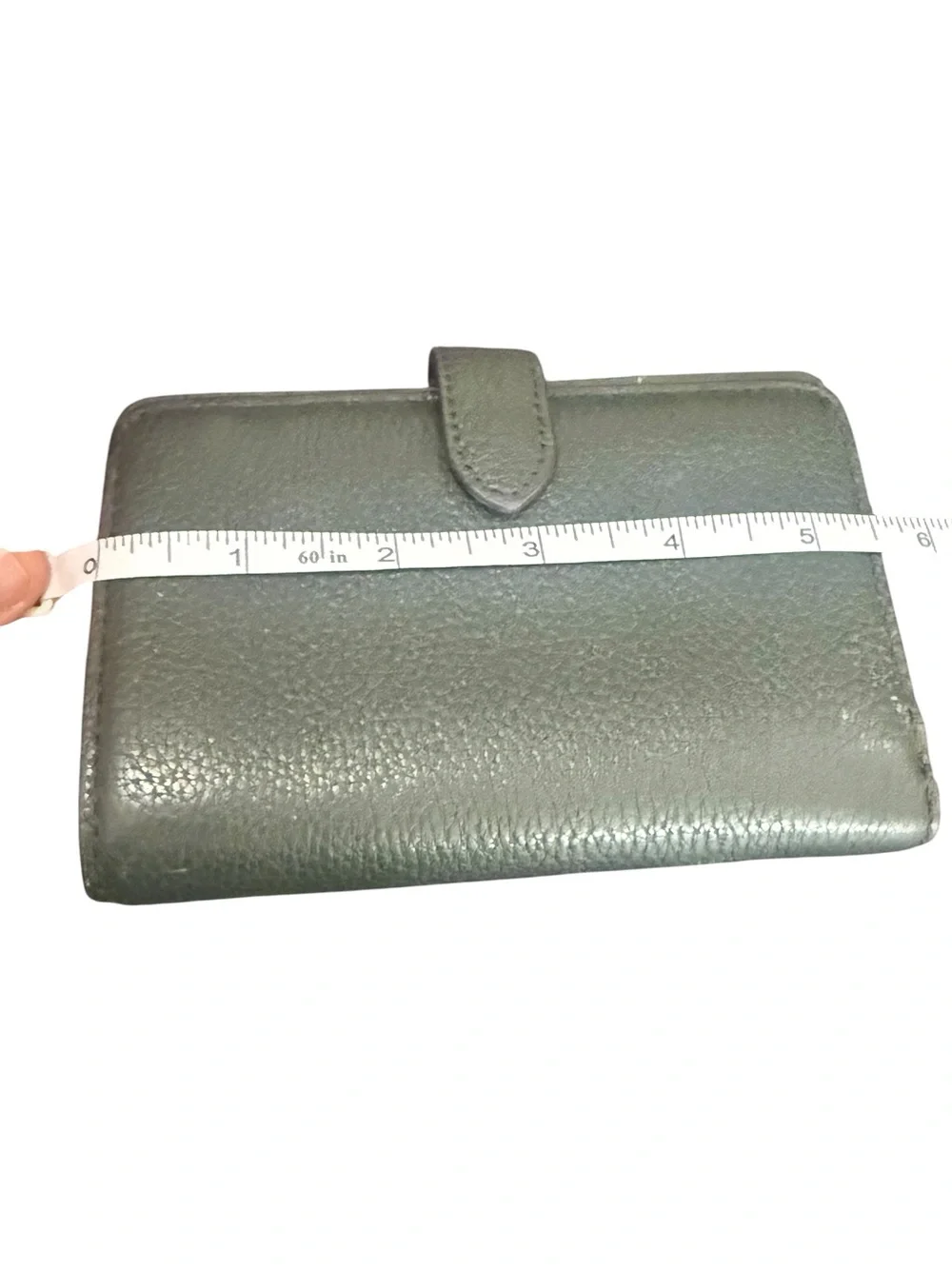 kate spade Olive Green Pebbled Leather Compact Wallet with Gold Logo